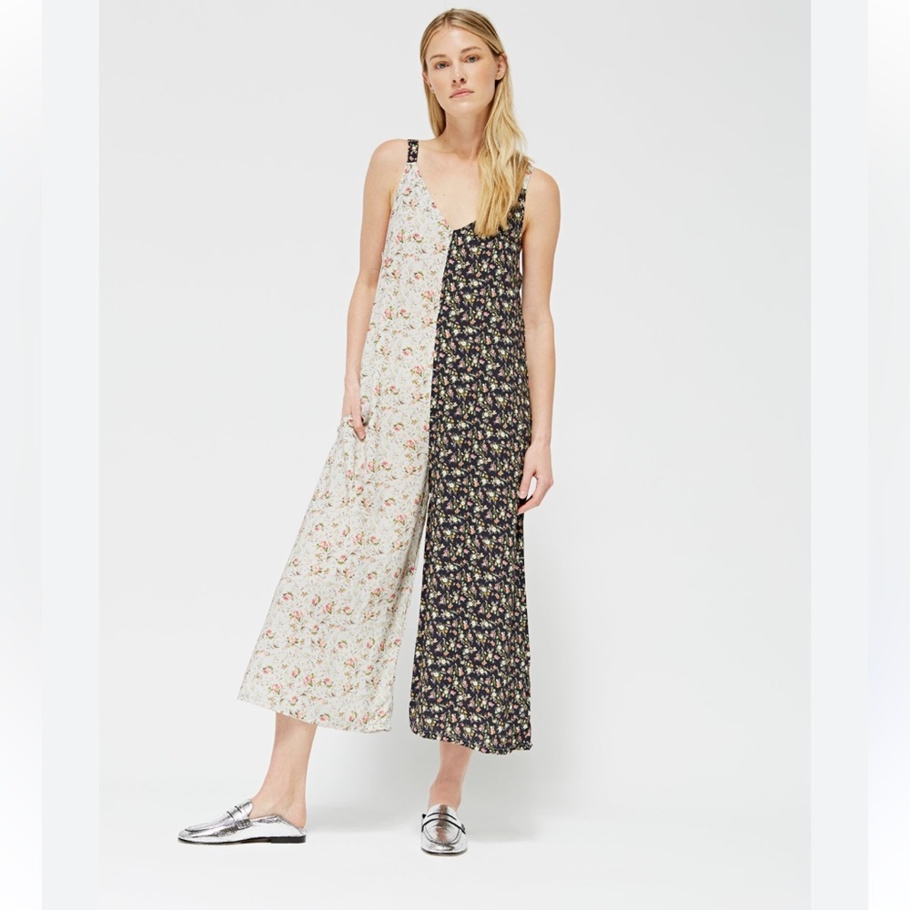 LACAUSA TWO TONE FLORAL PRINTED JUMPSUIT
